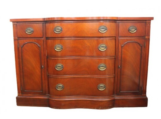 Drexel Signed Vintage Mahogany Traditional Bowfront Sideboard, Server, Buffet