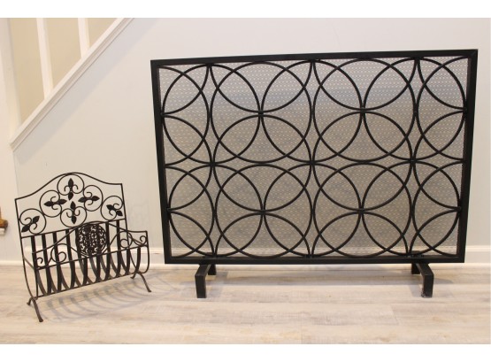 Fireplace Screen And Wood Rack