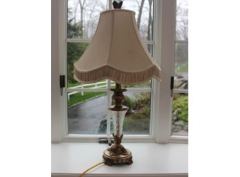 Vintage Gilt Wood And Crackled Glass Lamp