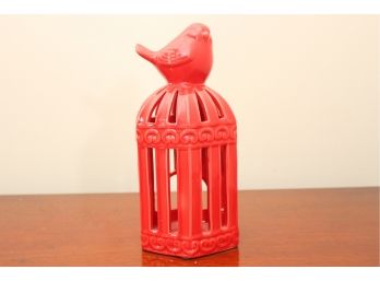 Urban Trends Deep Red Ceramic Birdcage Decor