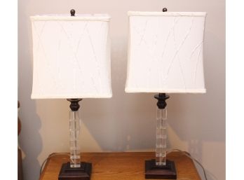 Pair Of Modern Lamps With Soft Shades