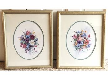 Pair Of Watercolor Signed By Barbara Mock