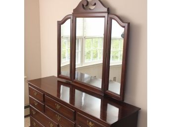 Vintage Lambert Hitchcock Dresser With Attached Three Panel Mirror