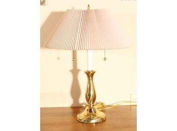 Traditional Antique Brass Lamp With Ridged Shade