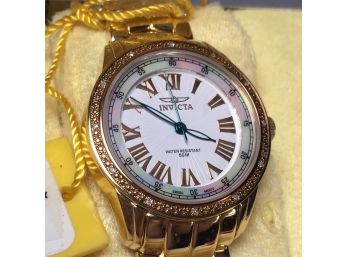 Lovley INVICTA Ladies Roman Dial Watch - Rose Gold Tone Case With Mother Of Pearl / White Dial - $695