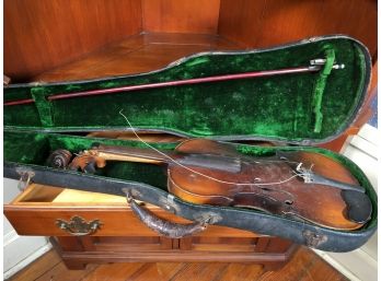 Antique Antonius Stradivarius Style Violin With Original Case & Original Bow  - Attic Fresh !