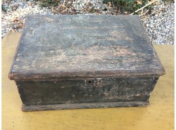 Fabulous Antique Document Box - Early 1800's - Old Green Paint - Old Wallpaper Interior - Needs Some TLC
