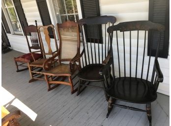 Fabulous Lot Of Five (5) Antique Rockers / Rocking Chairs From Attic - Many Periods & Styles - ALL AS FOUND