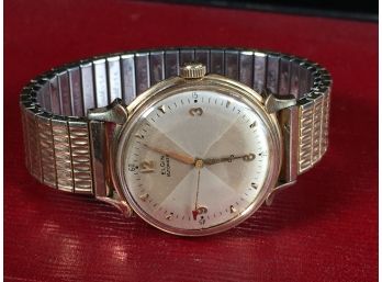 Great Looking Vintage  ELGIN Automatic Mens Watch - Gold Filled - With Vintage Speidel Stretch Bracelet