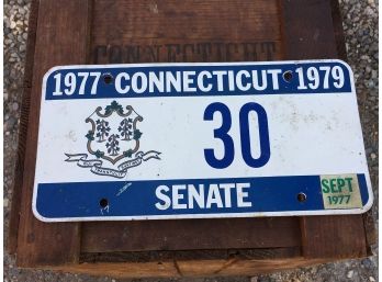 VERY RARE - 1977 - 1979 - State Of Connecticut SENATE / SENATOR License Plate - Real License Plate