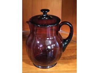 Beautiful Rare Antique Cambridge Hand Made Lidded Amethyst Glass Pitcher - Very Pretty - High Quality