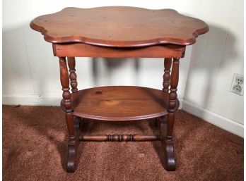 Nice Antique Cottage Pine Side Table - With Flip Top - Unusual Style - Nice Old Patina - Very Sturdy