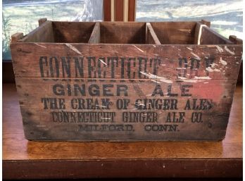 Antique CONNECTICUT DRY Ginger Ale Crate - Milford CT. 1910 - 1920 - Local Interest - Fair Condition