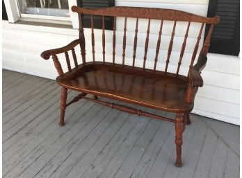 Fabulous Antique Victorian Settee With Carvings - Solid Mahogany - Beautiful Old 1890s Piece - Nice Size