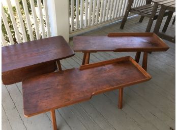 Lot Of Three Antique / Vintage Cobblers Bench Style Tables - GREAT Patina - Very Well Made !
