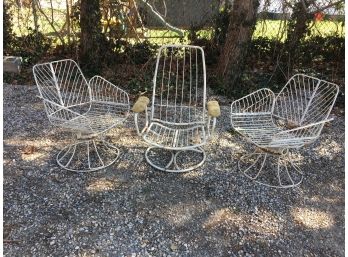 Lot Of Three FANTASTIC Vintage MCM - Midcentury Wire Chairs - All Swivel - VERY Cool - Just Needs Cushions
