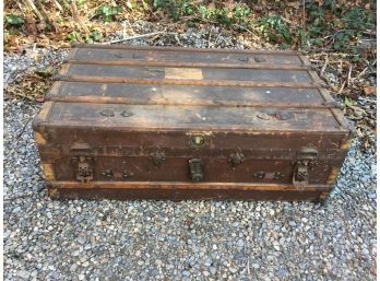 Nice Antique Travel Trunk - 1890 - 1910 - Great Hardware - Clean Interior - Many Uses ! NICE PIECE !