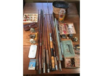 HUGE Group Of Antique Fly Fishing Items Edwards Bristol & Other Fly Rods And TONS & TONS More