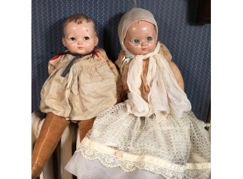 Two Antique EFFANBEE Dolls - Appears To Have Original Clothing - Both Marked On Back - Both Need TLC