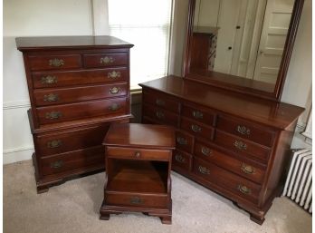 Very Nice Four Piece ETHAN ALLEN Solid Cherry Bedroom Set - American Traditional Style - Nice Set