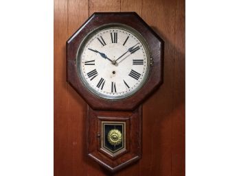 Antique CLINTON Oak Wall Clock - Sessions Clock Co - Forrestville, CT - Another Attic Fresh Clock !