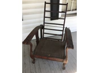Antique Mahogany Morris Chair - Original As Found In  Attic - Still Has Dust ! - Original Back Rod - 1880s-90s