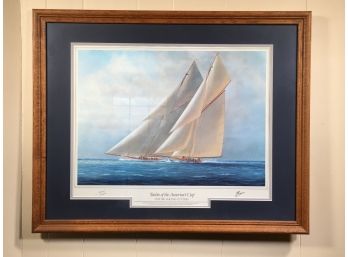 Fantastic Large YACHTS OF THE AMERICAS CUP Print - The Big Racing Cutters - Nice Oak Frame - Special Edition