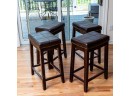 Four Leather Top Barstools