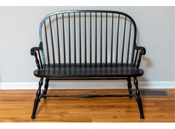 Painted Black Hitchcock Style Spindle Back Bench