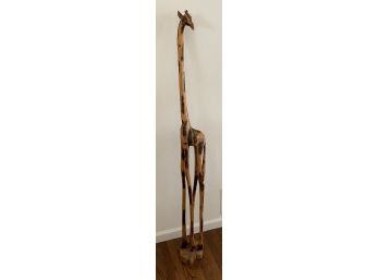 Wood Carved Standing Giraffe
