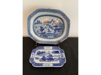 Two Decorative Plates Blue And White Design One By Two's Company