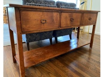 Plank  Style Wooden  Sofa Table/Server 3 Drawers And Open Shelf
