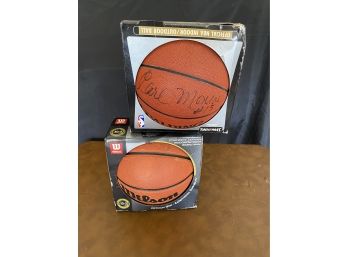 Set Of 2 Brand New Basketball Wilson & Spalding One Signed