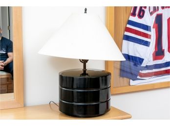 Signed Roe Kasian Black Lacquered Table Lamp