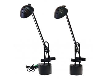 Pair Of Halogen Adjustable Height Desk Lamps