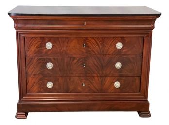 Beautiful Polo Ralph Lauren Flame Mahogany Four Drawer Chest With Granite Top