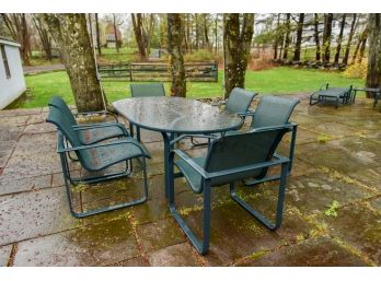 Vintage Brown Jordan Outdoor Patio Table With Six Chairs