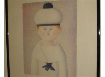 Print, Lithograph In Colors Artist: Antonio Bueno (Italian, 1918-1984) Title: Untitled (Boy Wearing Hat)