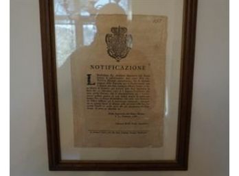 1786 Notification Italian Framed Page