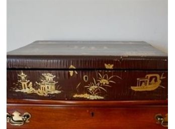 Asian Laquer Jewelry Box Stenciled