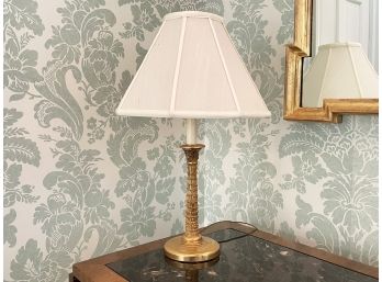 A Solid Brass Decorative Lamp With Linen Shade