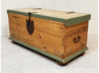 A Tole Painted Pine Blanket Chest