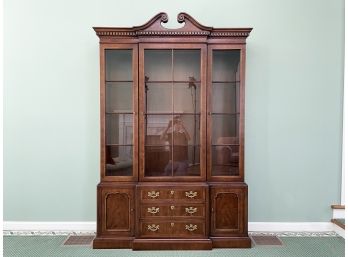 A Gorgeous Paneled Hardwood China Cabinet By Henredon Furniture