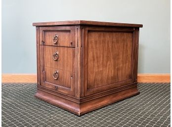 A Fruitwood Side Table With File Drawer In Base