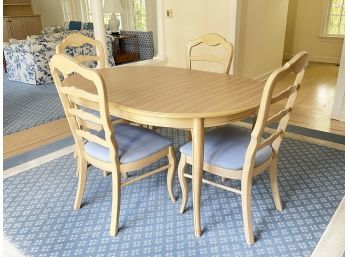 A Dining Table And 5 Ladder Back Chairs In Country French Style