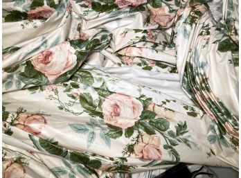 Large Drapery Panel Remnants In Floral Print Chintz