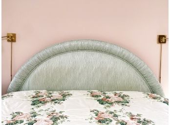 An Upholstered King Size Headboard And Bedding By Bramson House