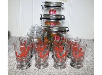 Adorable Rooster Glasses And More Painted Glass