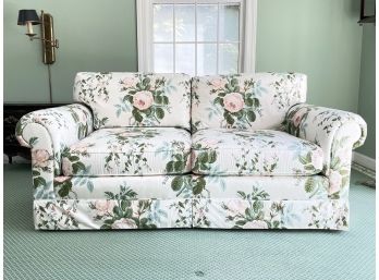 An Upholstered Causeuse In Designer Floral Chintz (1 Of 2)