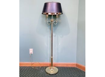 A Fabulous Brass Standing Lamp With Snakeskin And Metallic Shade